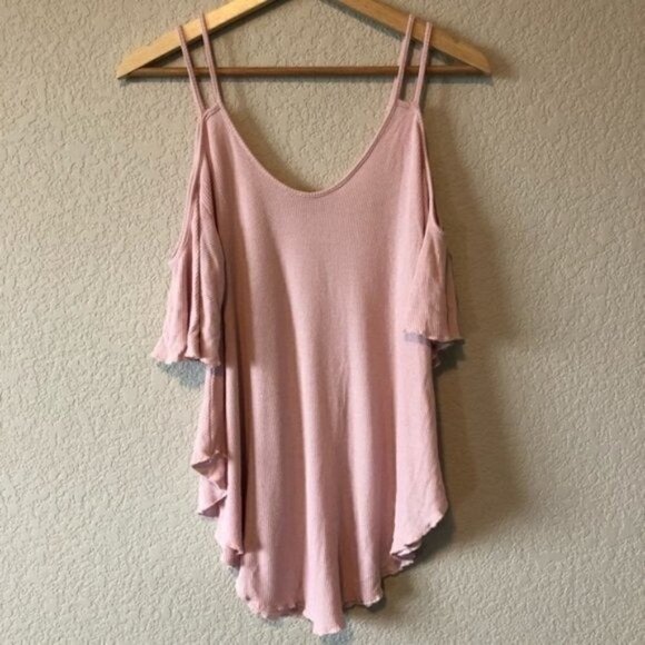 Saks Fifth Avenue Pink Cold Shoulder Top - Picture 2 of 7